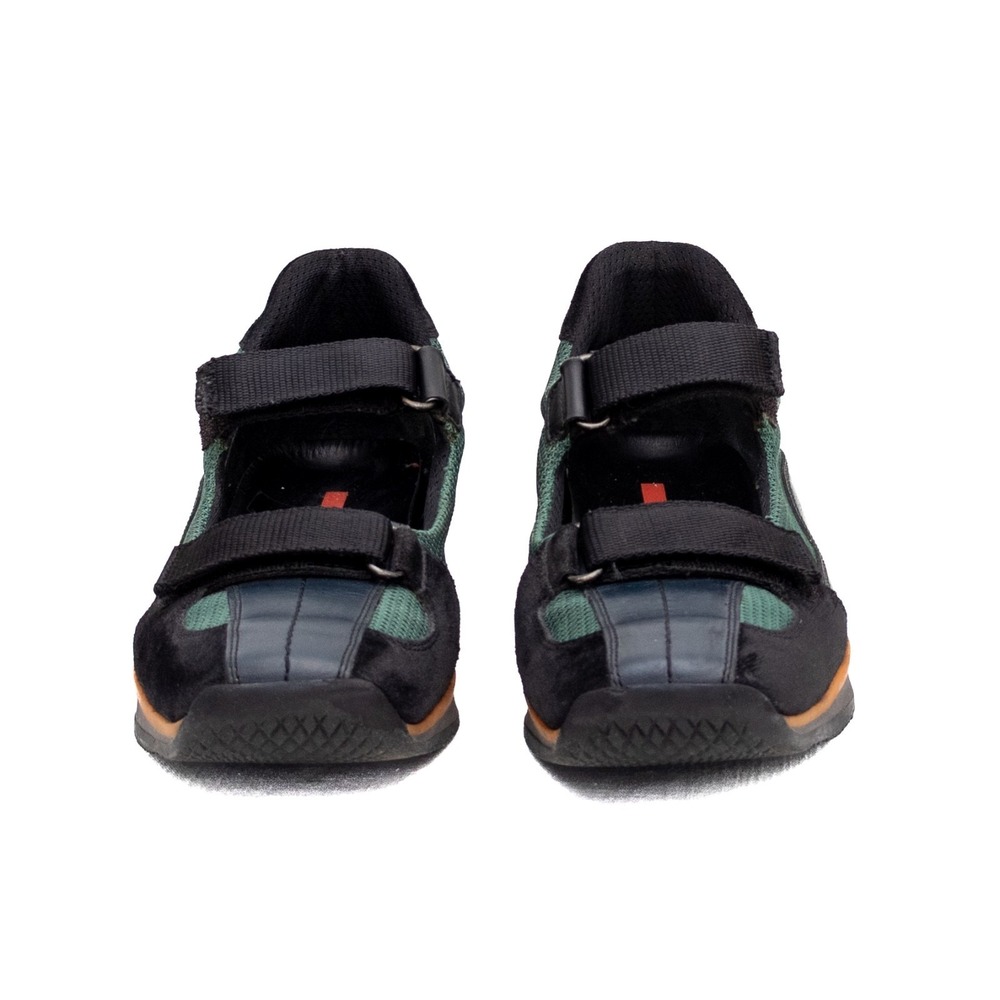 Prada Sport Vintage 2 Strap Nylon Mary Jane Sneakers "1982 US 10 Black Green - Picture 6 of 13